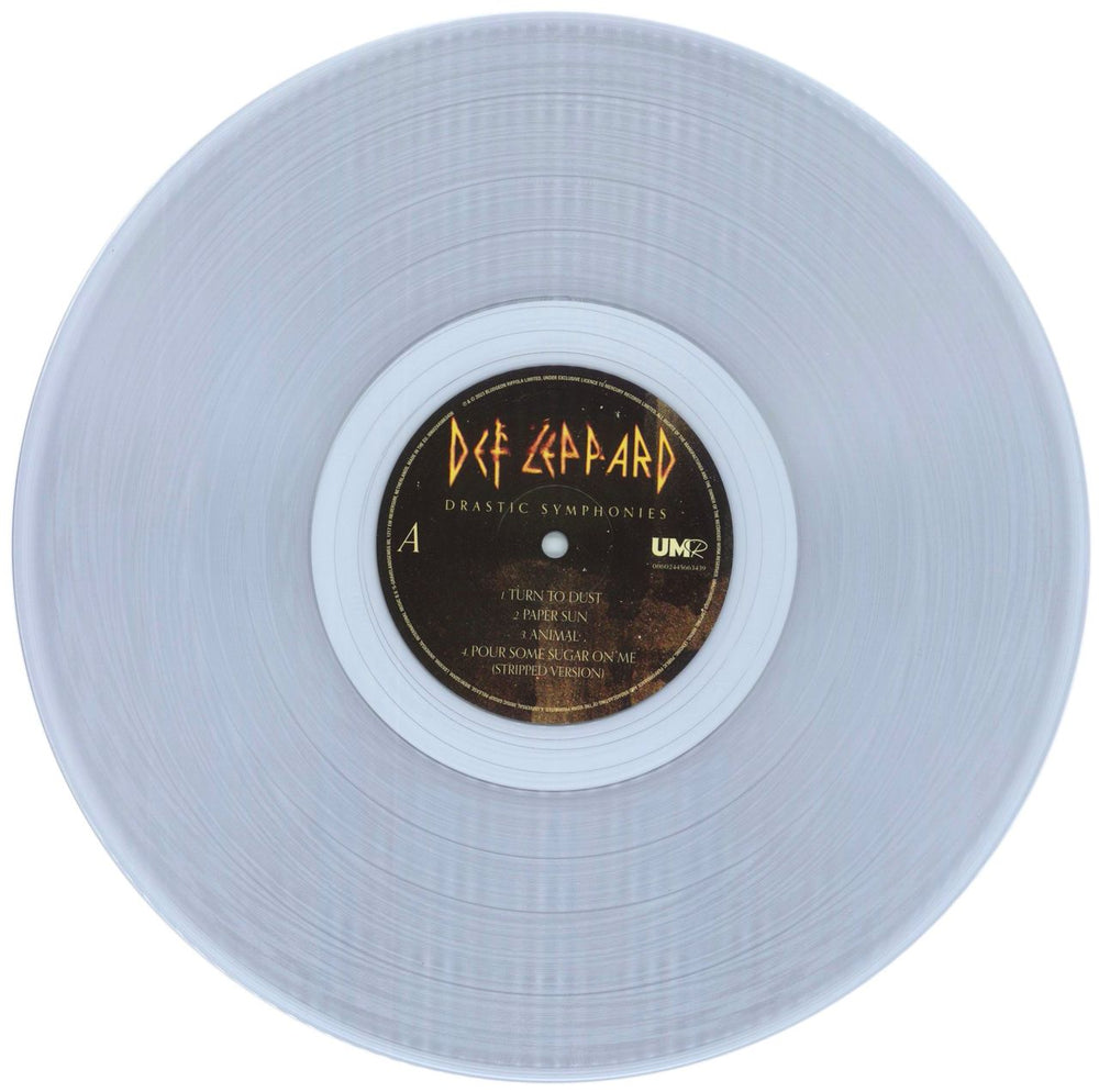 Def Leppard Drastic Symphonies - Clear Vinyl - Fully Signed UK 2-LP vinyl record set (Double LP Album) DEF2LDR863983