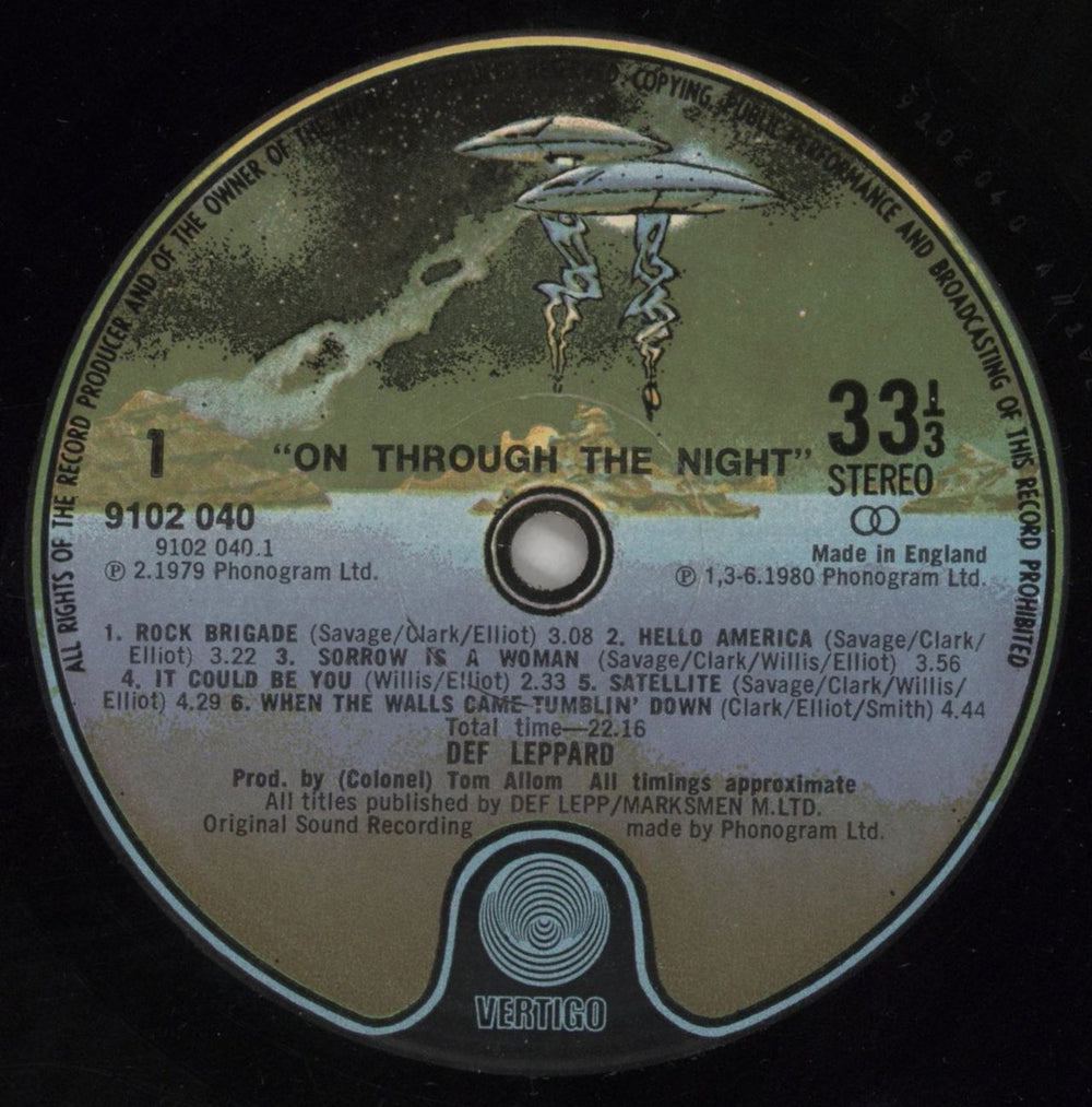 Def Leppard On Through The Night - Spaceship - VG UK vinyl LP album (LP record) DEFLPON861386