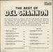 Del Shannon The Best Of Del Shannon UK vinyl LP album (LP record)