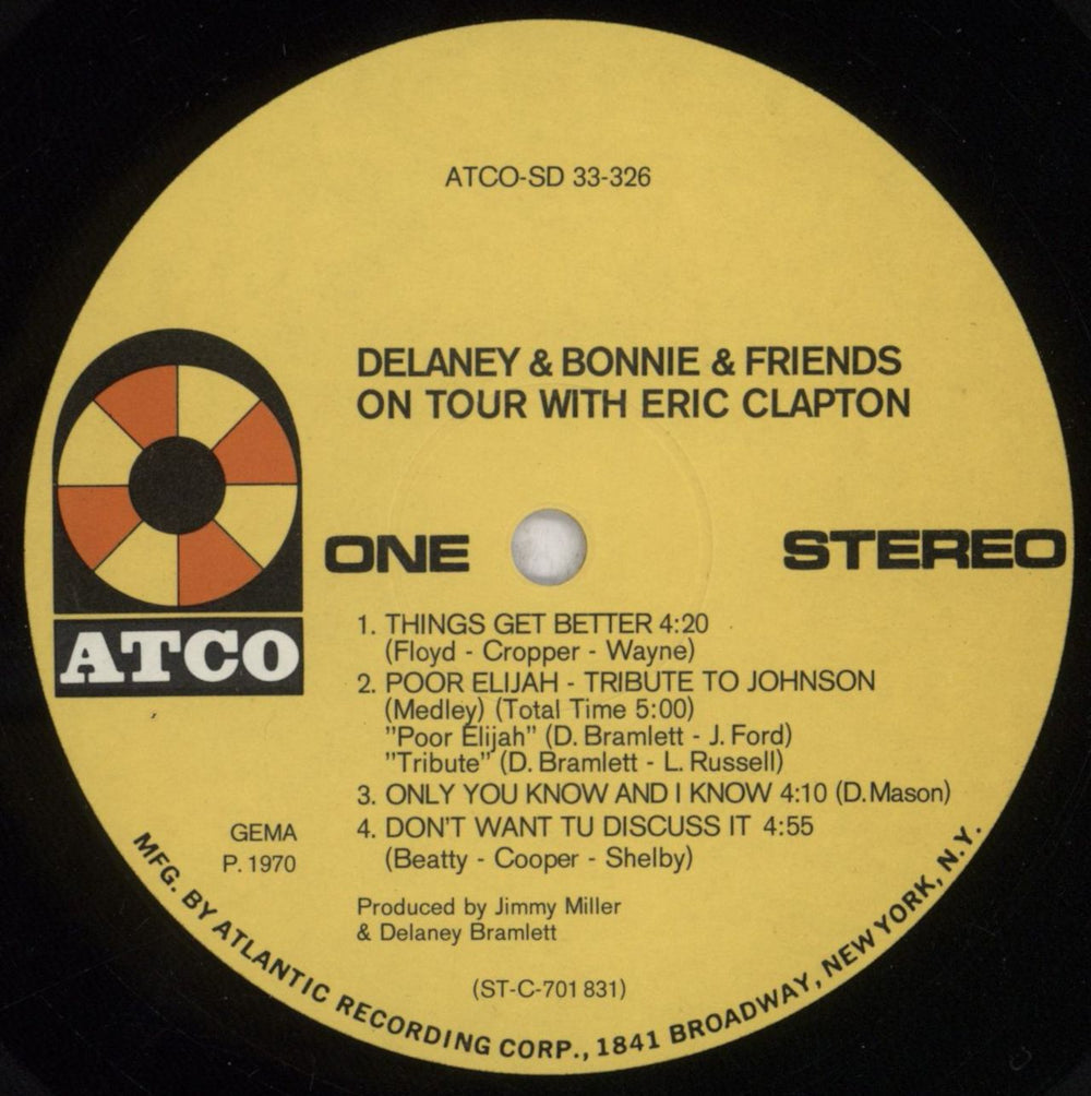 Delaney & Bonnie On Tour With Eric Clapton German vinyl LP album (LP record) D&BLPON843929