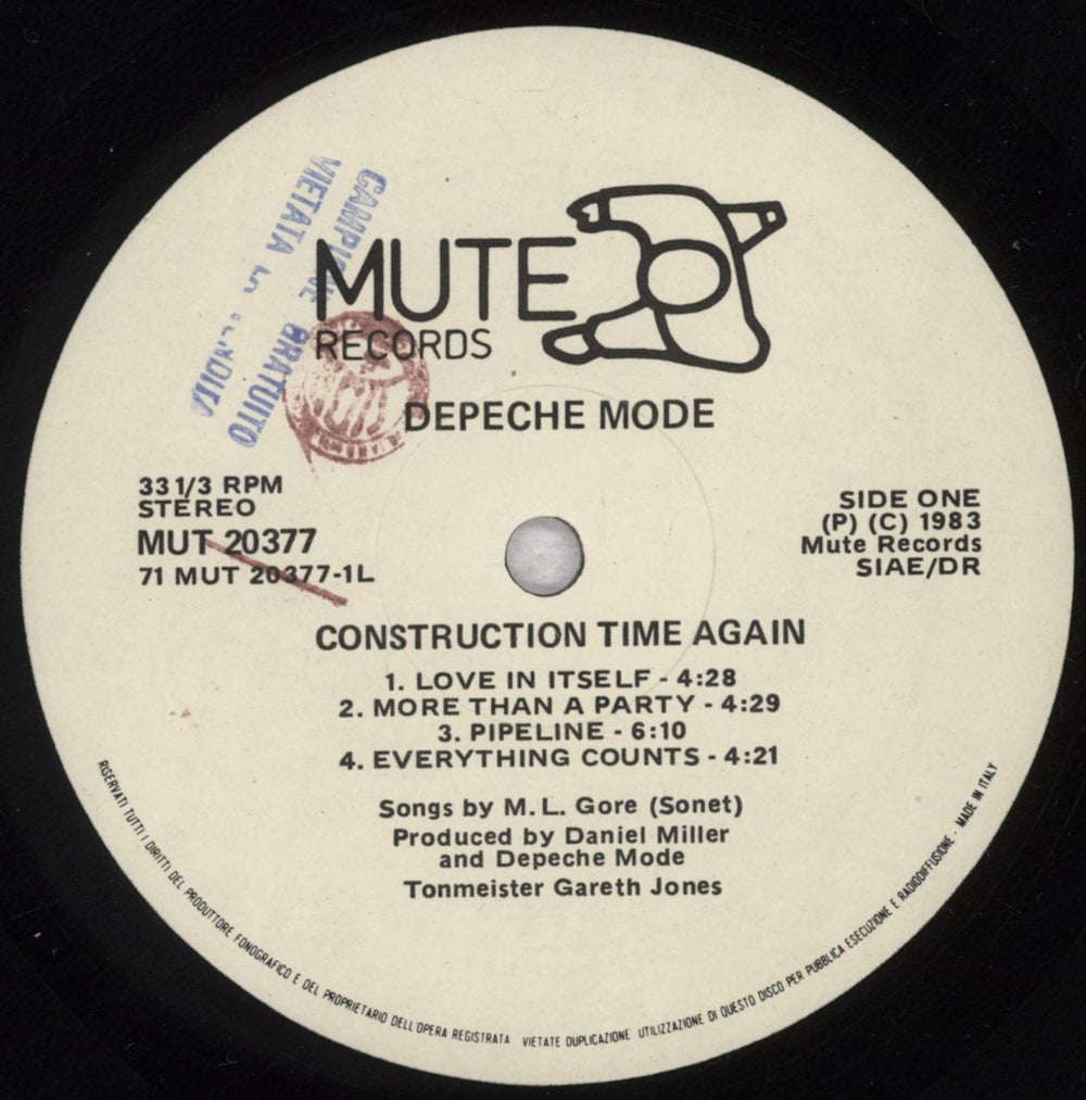 Depeche Mode Construction Time Again Italian vinyl LP album (LP record) DEPLPCO389402