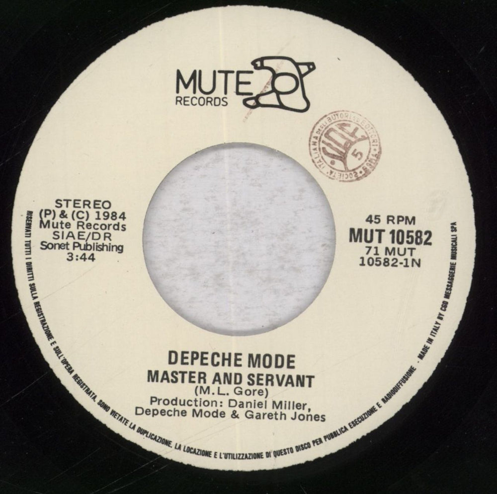 Depeche Mode Master And Servant Italian 7" vinyl single (7 inch record / 45) DEP07MA838191
