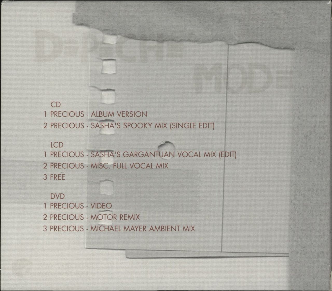 Depeche Mode Precious + Slipcase UK 3-disc CD/DVD Set