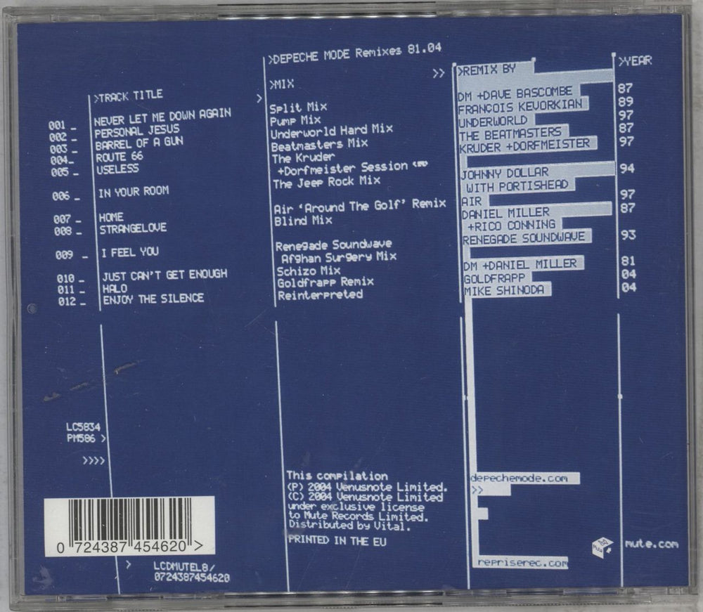 Depeche Mode Remixes 81-04 UK CD album (CDLP) 724387454620