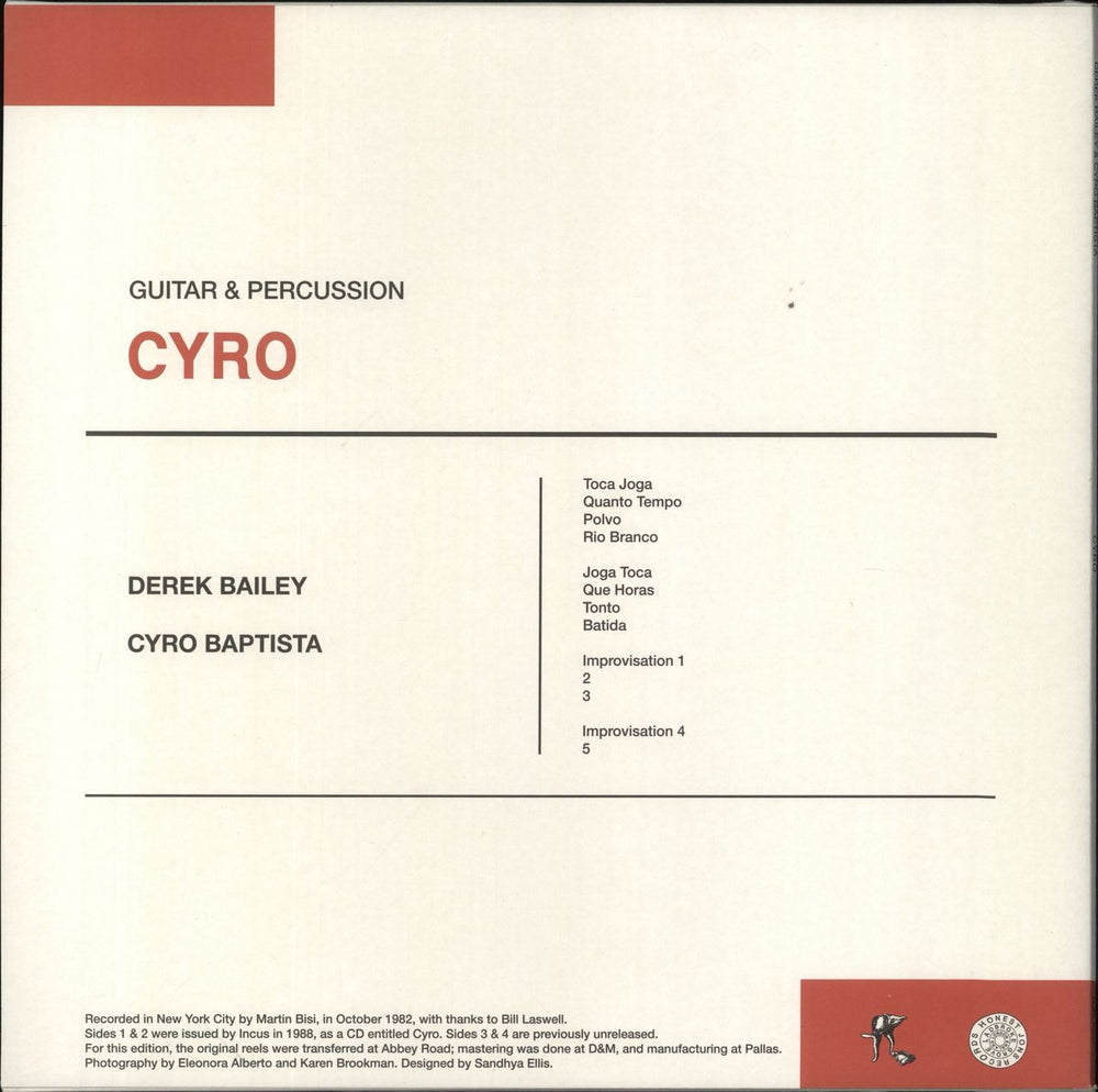 Derek Bailey Cyro UK 2-LP vinyl record set (Double LP Album)