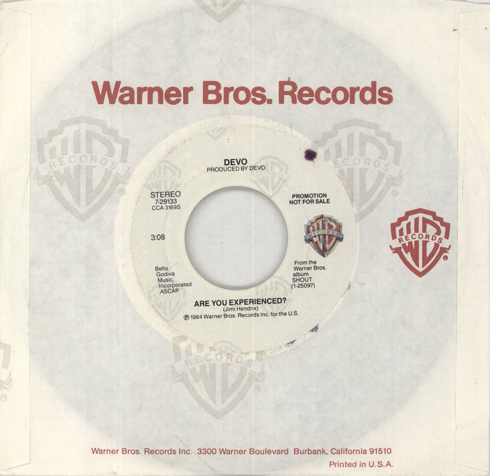 Devo Are You Experienced? US Promo 7" vinyl single (7 inch record / 45) 7-29133