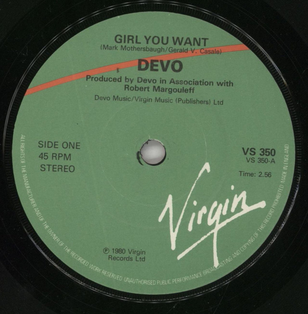 Devo Girl You Want UK 7" vinyl single (7 inch record / 45) DVO07GI184752