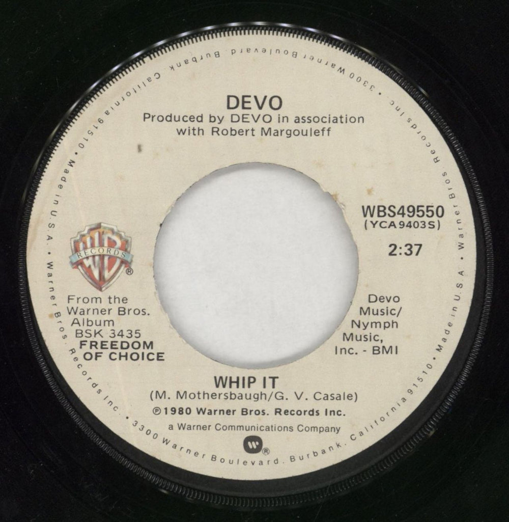 Devo Whip It US 7" vinyl single (7 inch record / 45) WBS49550