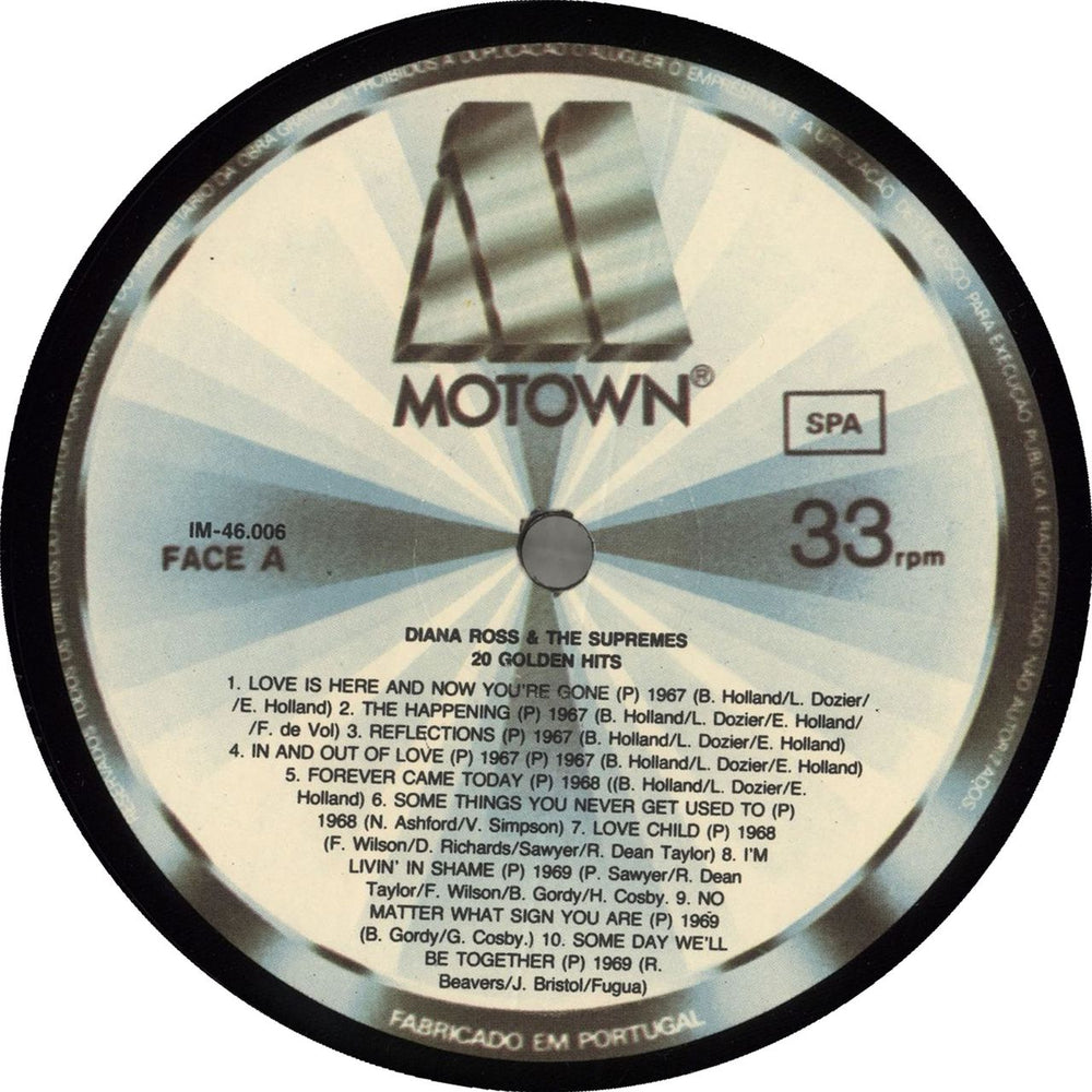 Diana Ross & The Supremes 20 Golden Greats Portugese vinyl LP album (LP record)