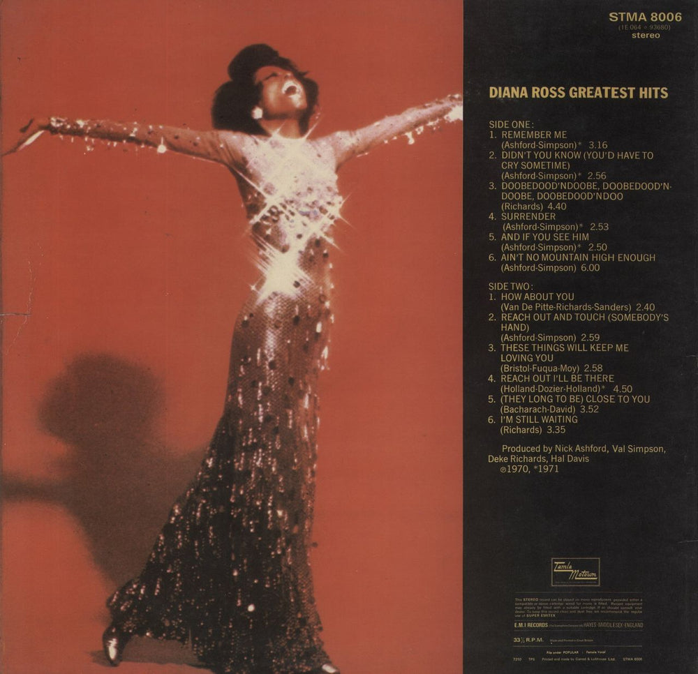 Diana Ross Greatest Hits UK vinyl LP album (LP record)