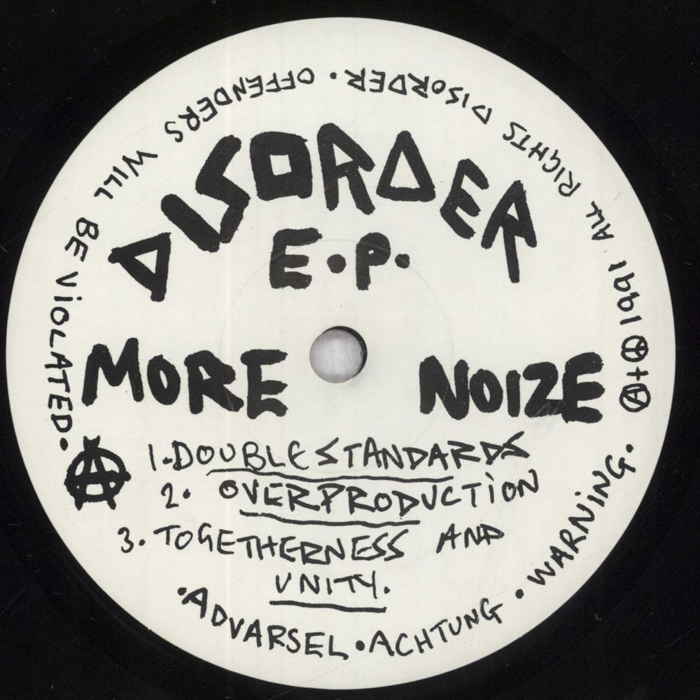 Disorder More Noize E.P. - 1st US 7" vinyl single (7 inch record / 45) IKU07MO834780