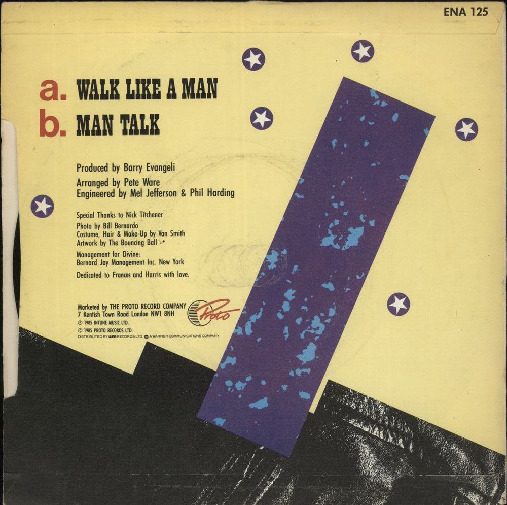 Divine (80's) Walk Like A Man UK 7" vinyl single (7 inch record / 45)