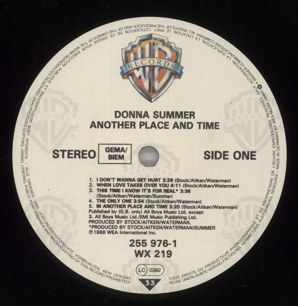 Donna Summer Another Place And Time UK vinyl LP album (LP record) SUMLPAN238241