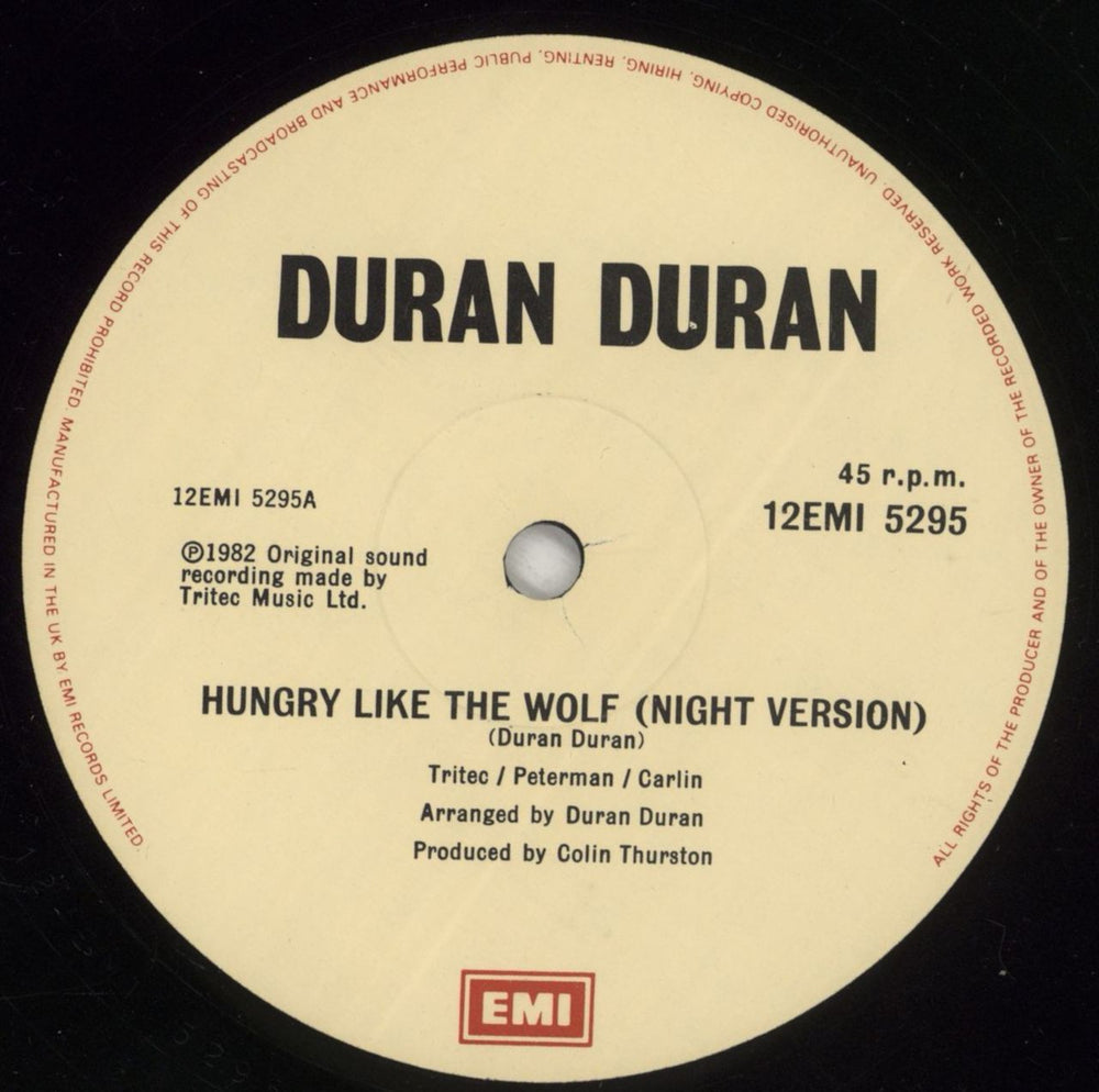 Duran Duran Hungry Like The Wolf (Night Version) - EX UK 12" vinyl single (12 inch record / Maxi-single) DDN12HU14133