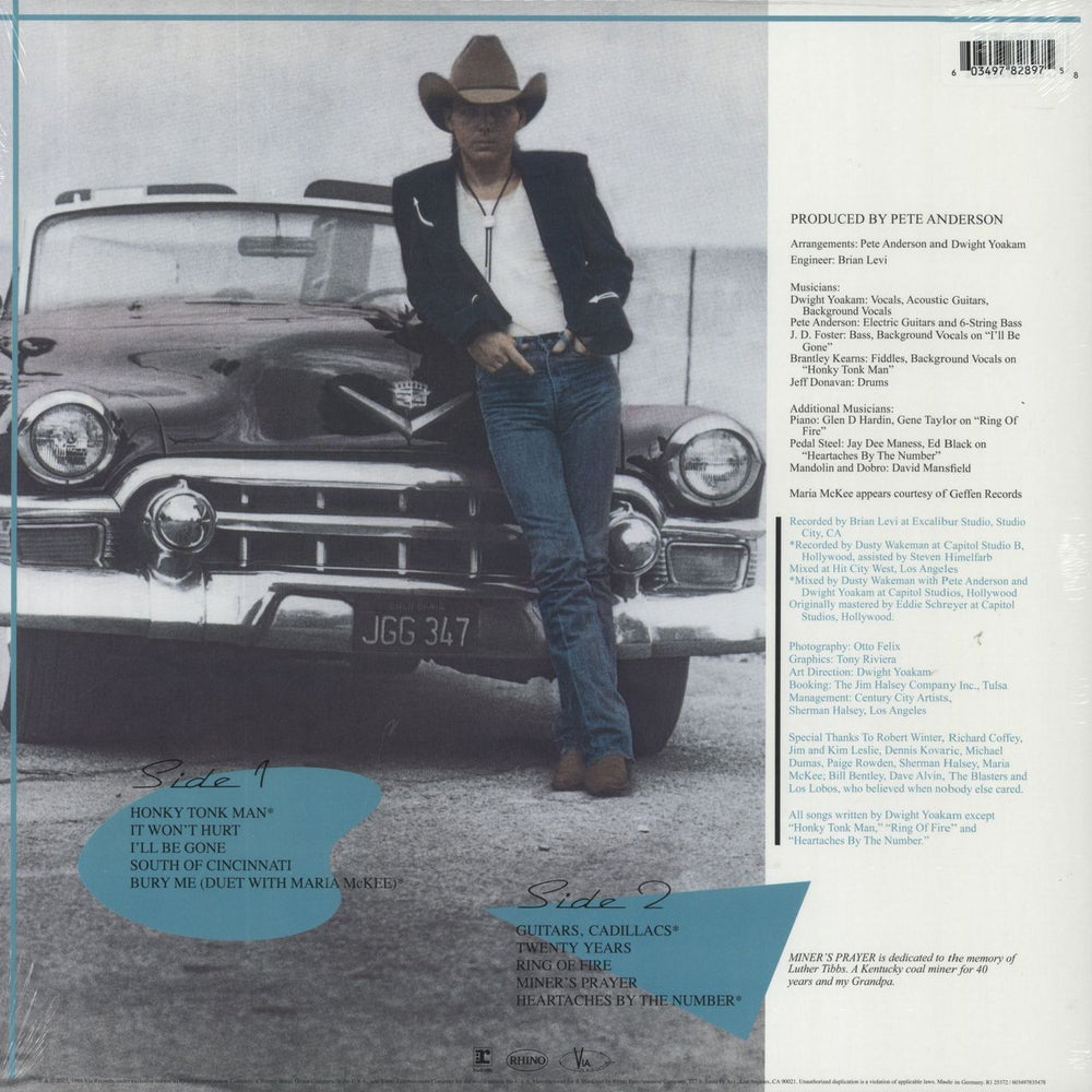 Dwight Yoakam Guitars, Cadillacs, Etc., Etc. - Light Blue Vinyl - Sealed US vinyl LP album (LP record) 603497828975