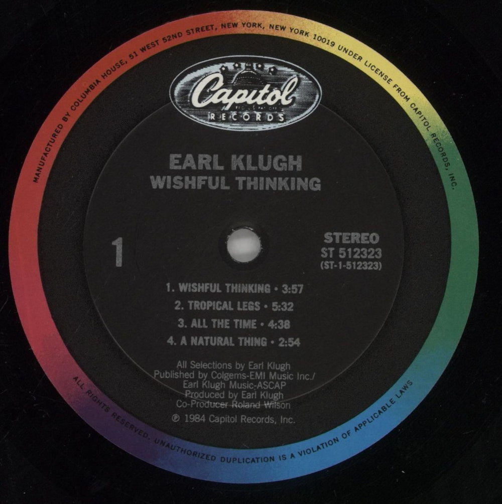 Earl Klugh Wishful Thinking US vinyl LP album (LP record) EAQLPWI860049