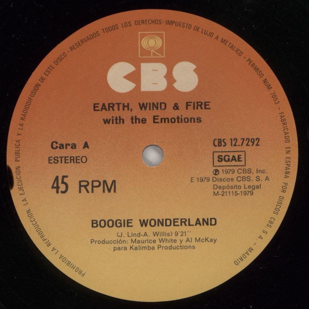 Earth Wind & Fire Boogie Wonderland (Versión Larga) Spanish 12" vinyl single (12 inch record / Maxi-single) EWF12BO872175