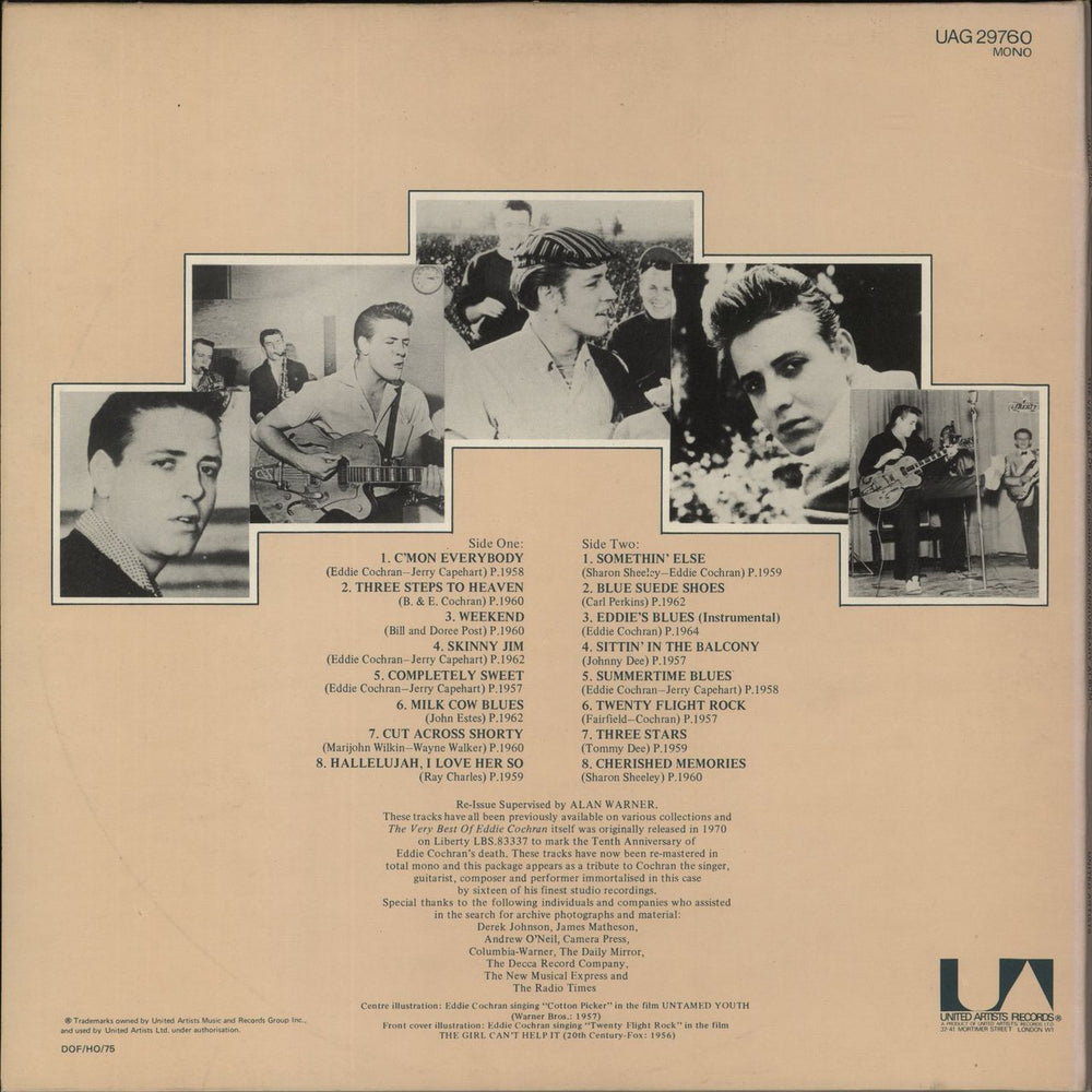 Eddie Cochran The Very Best Of Eddie Cochran UK vinyl LP album (LP record)