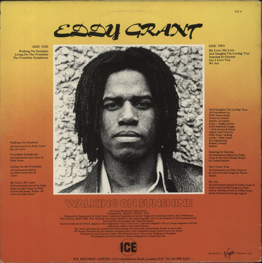 Eddy Grant Walking On Sunshine - EX UK vinyl LP album (LP record)