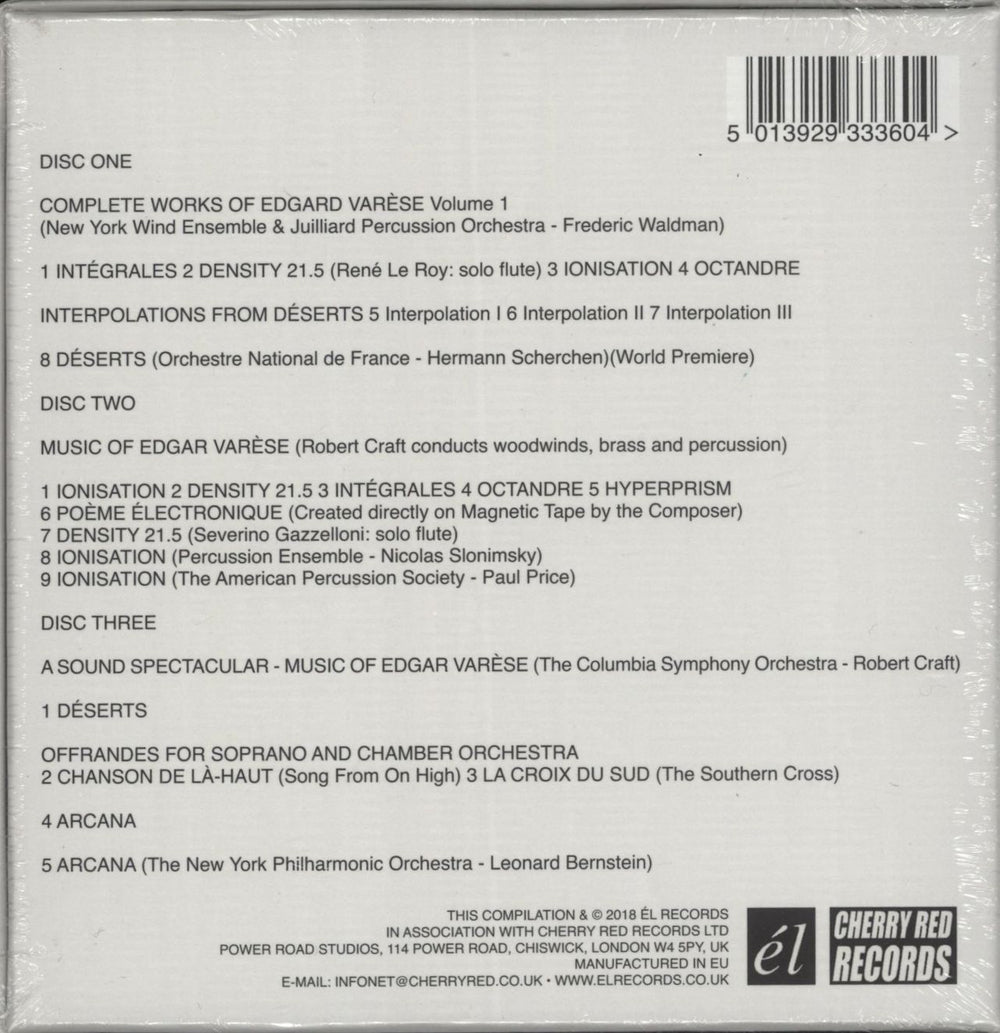 Edgard Varèse Complete Works Of Edgard Varèse, Volume 1 - Sealed UK 3-CD album set (Triple CD) 5013929333604