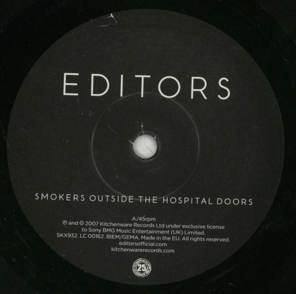 Editors Smokers Outside The Hospital Doors UK 7" vinyl single (7 inch record / 45) EB707SM399635
