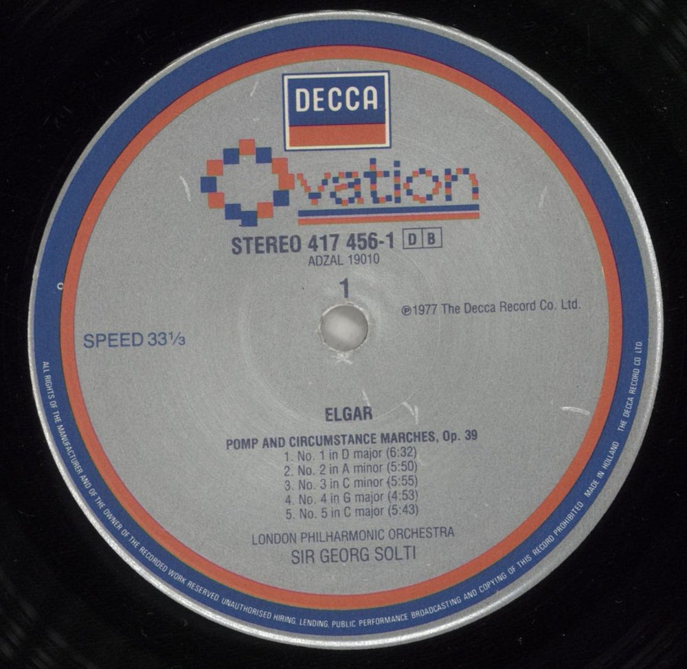 Edward Elgar Pomp And Circumstance Marches 1-5 / Enigma Variations Dutch vinyl LP album (LP record) EFDLPPO630161