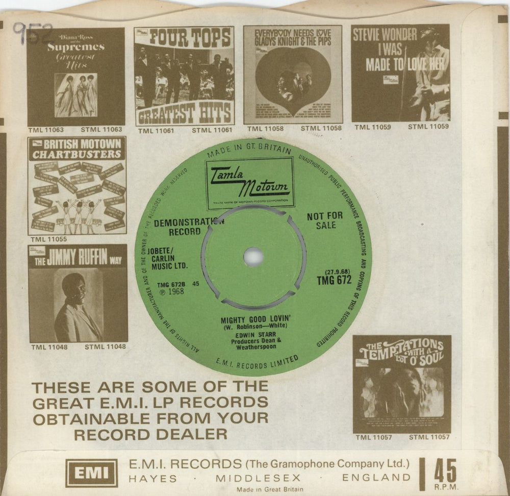 Edwin Starr 25 Miles UK Promo 7" vinyl single (7 inch record / 45)