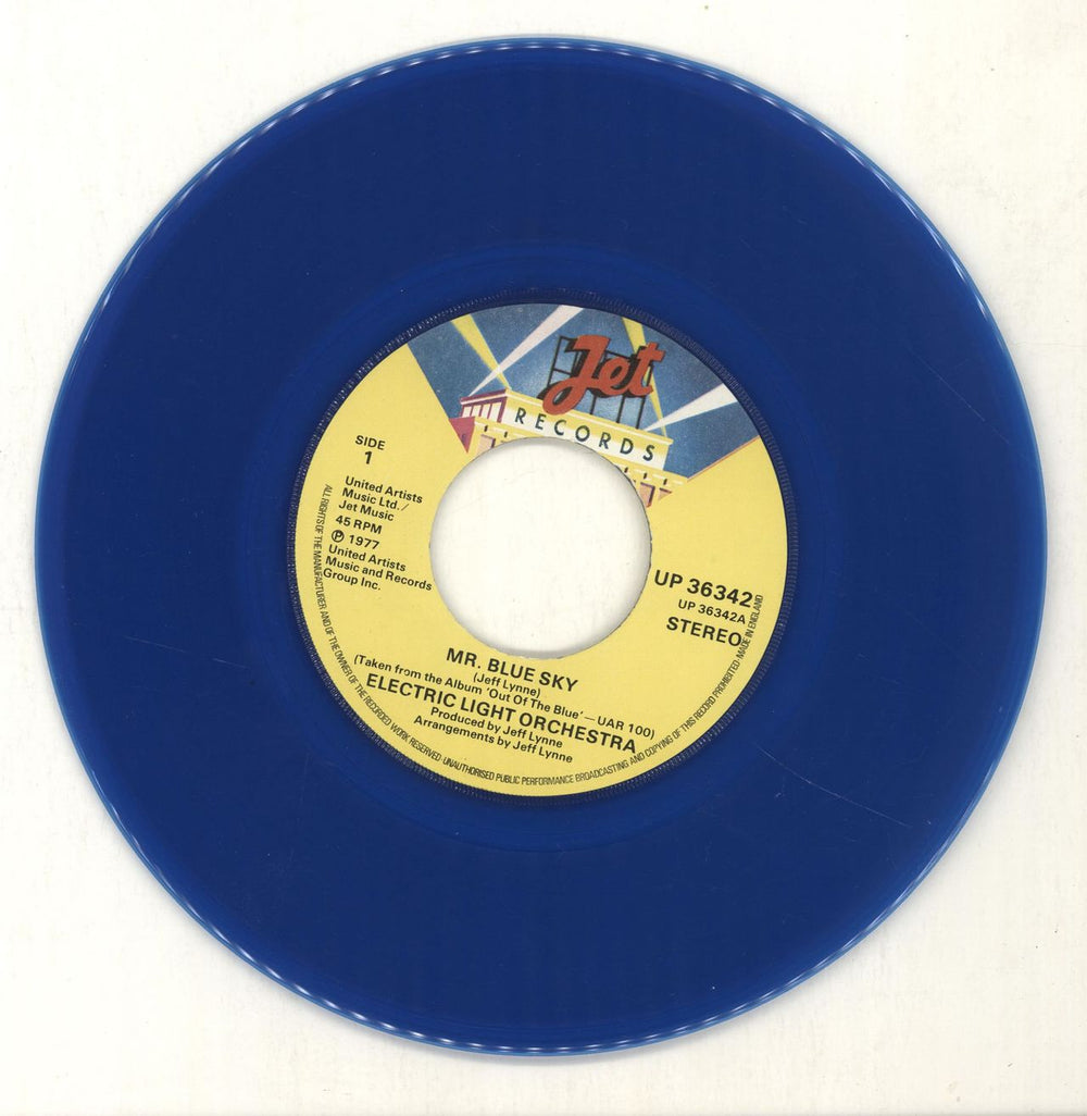 Electric Light Orchestra Mr. Blue Sky - Blue - Jukebox UK 7" vinyl single (7 inch record / 45)