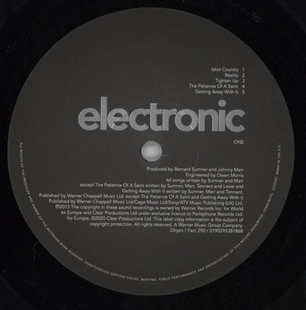 Electronic Electronic UK vinyl LP album (LP record) ELELPEL812486