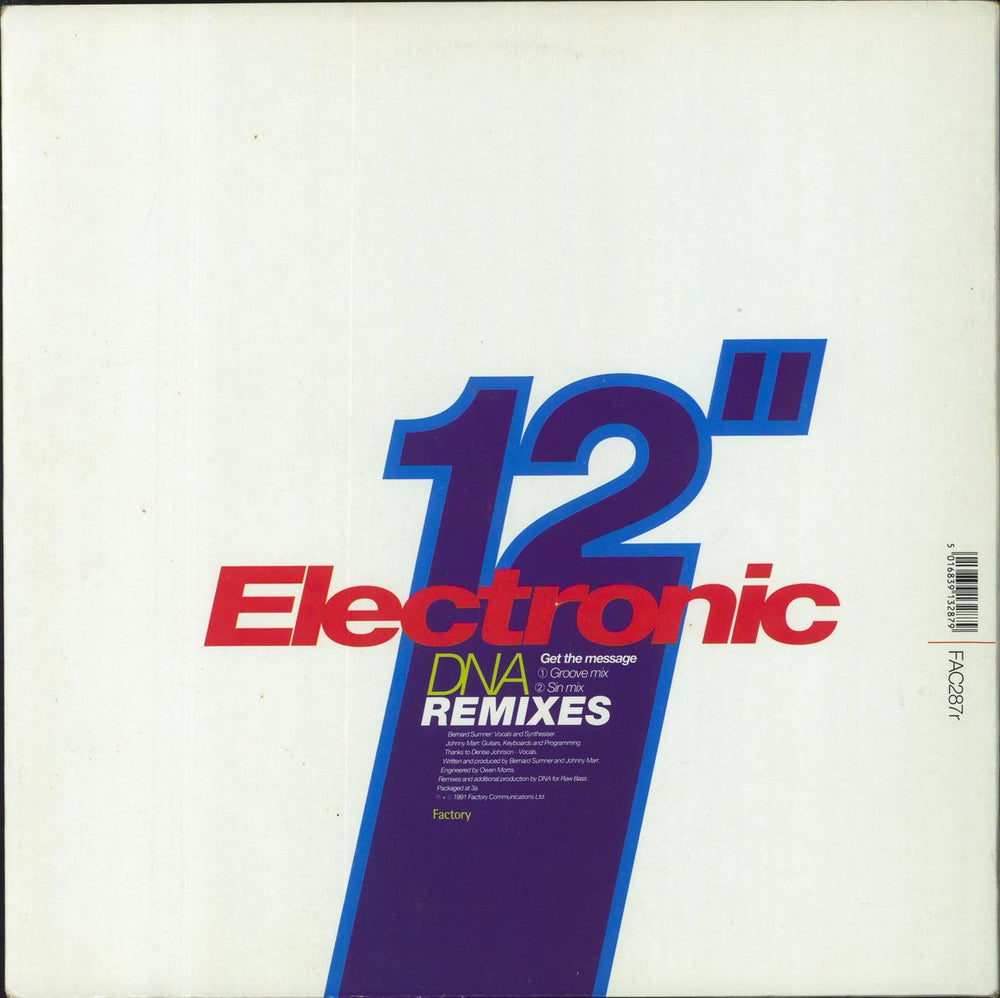 Electronic Get The Message (DNA Remixes) UK 12" vinyl single (12 inch record / Maxi-single) FAC287R