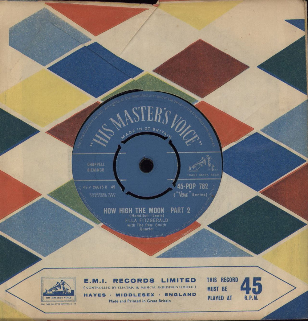 Ella Fitzgerald How High The Moon UK 7" vinyl single (7 inch record / 45)