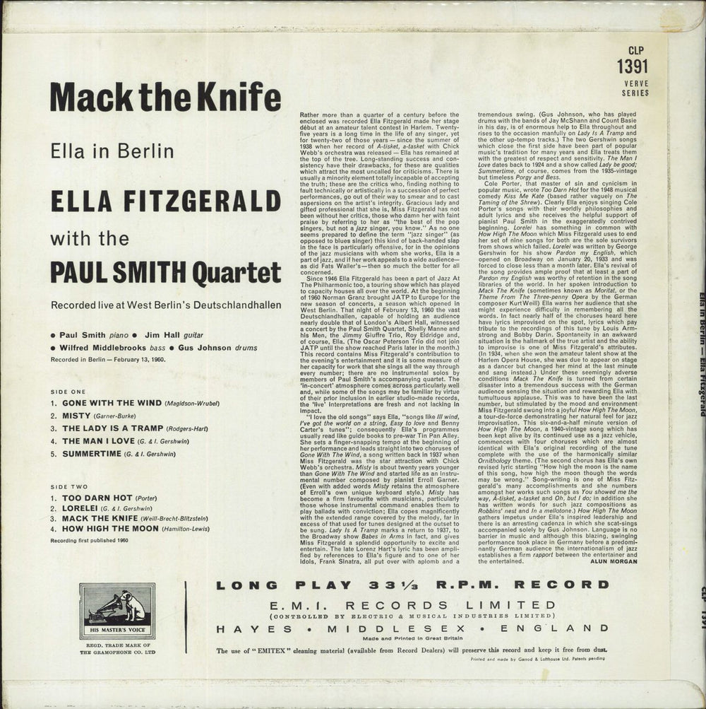 Ella Fitzgerald Mack The Knife - Ella In Berlin UK vinyl LP album (LP record)