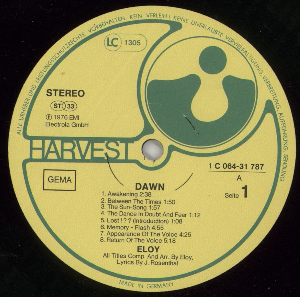 Eloy Dawn German vinyl LP album (LP record) LOYLPDA539583