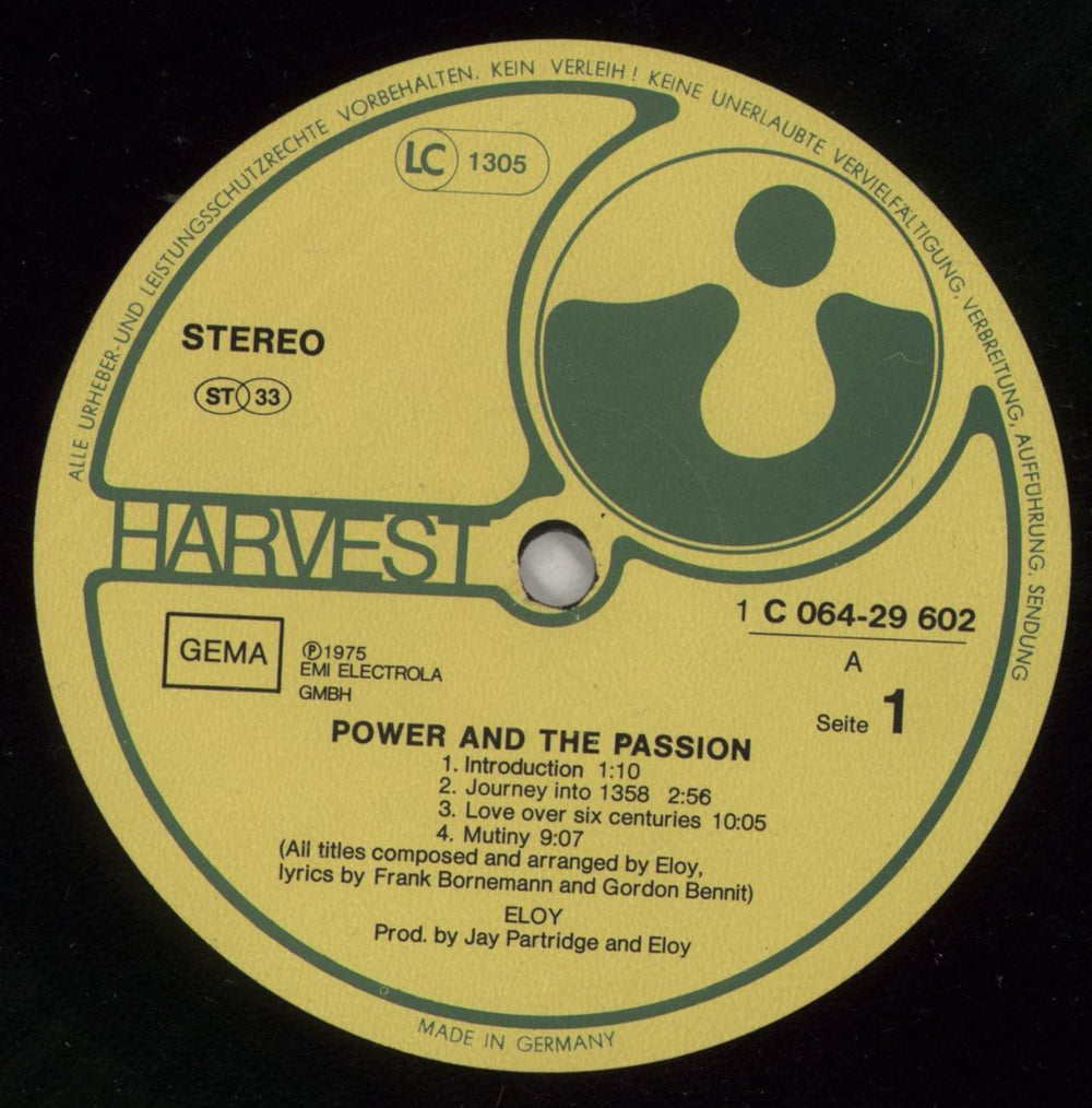 Eloy Power And The Passion German vinyl LP album (LP record) LOYLPPO539582