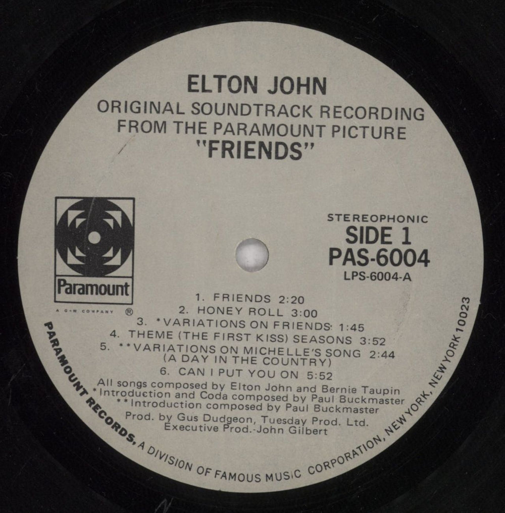 Elton John Friends US vinyl LP album (LP record) JOHLPFR58908