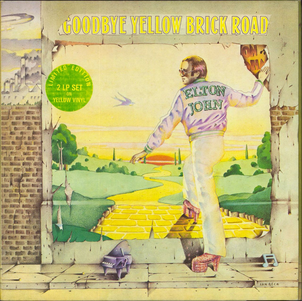 Elton John Goodbye Yellow Brick Road - 1st - Yellow + Sticker - EX UK 2-LP vinyl record set (Double LP Album) DJE29001