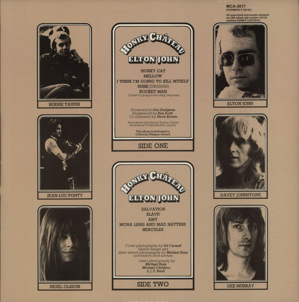 Elton John Honky Chateau US vinyl LP album (LP record)