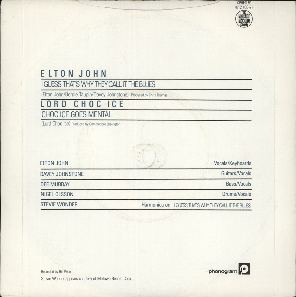 Elton John I Guess That's Why They Call It The Blues UK 7" vinyl single (7 inch record / 45)