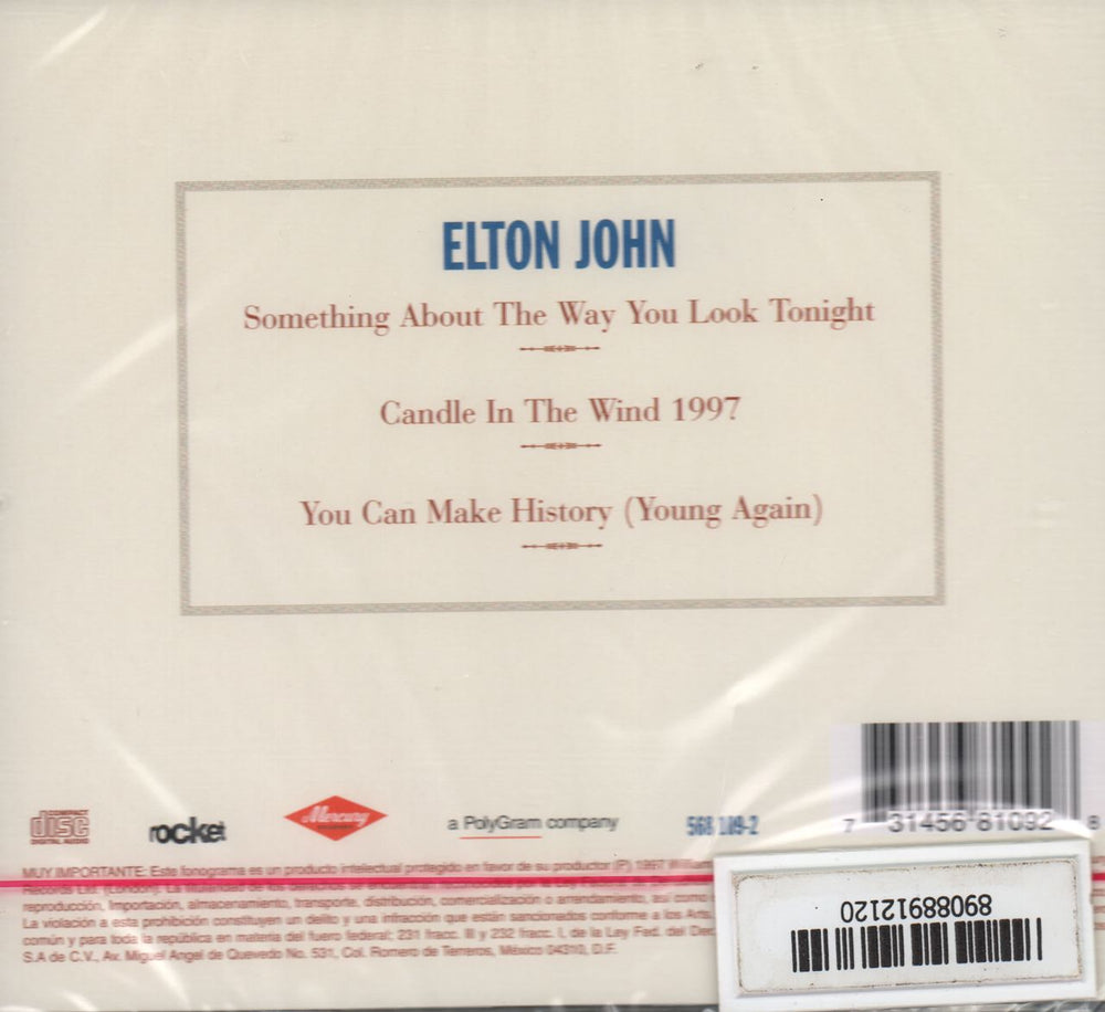 Elton John Something About The Way You Look Tonight Mexican CD single (CD5 / 5") JOHC5SO95663