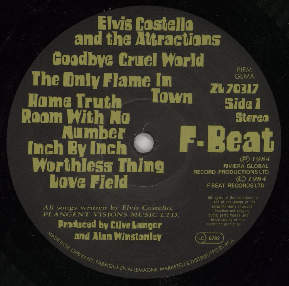 Elvis Costello Goodbye Cruel World German vinyl LP album (LP record) COSLPGO316406