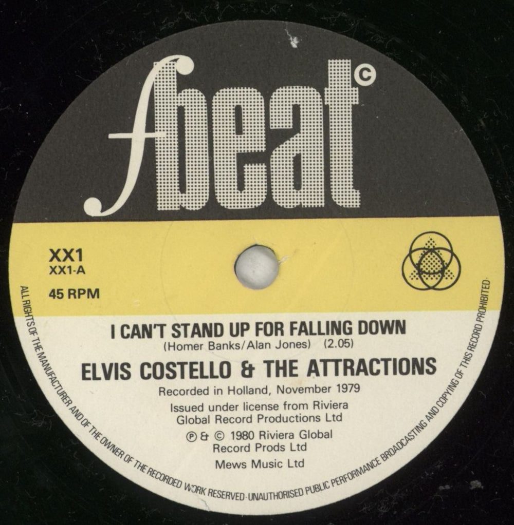 Elvis Costello I Can't Stand Up For Falling Down - P/S UK 7" vinyl single (7 inch record / 45) COS07IC42564