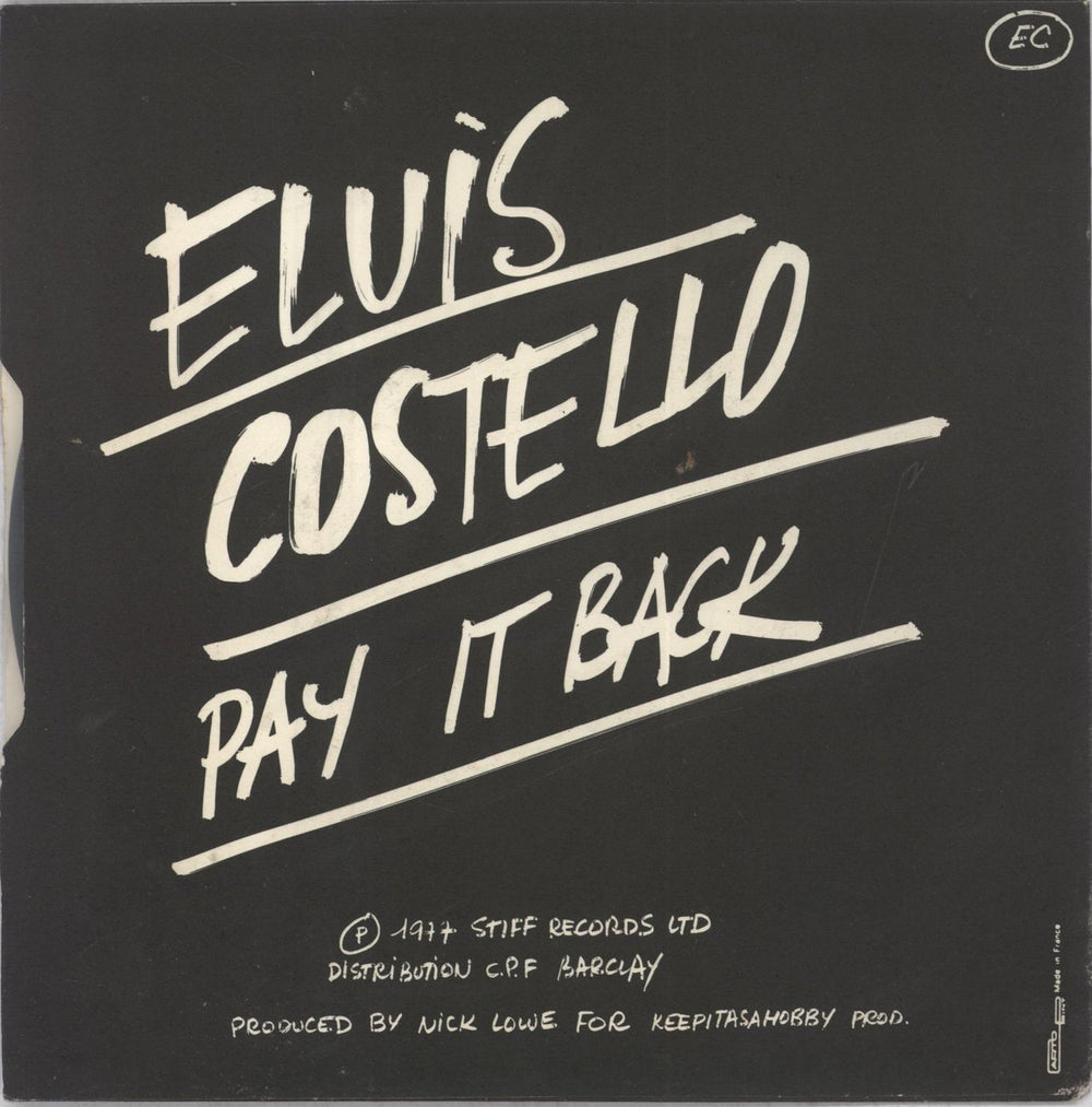 Elvis Costello Mystery Dance - Black White Text French 7" vinyl single (7 inch record / 45)