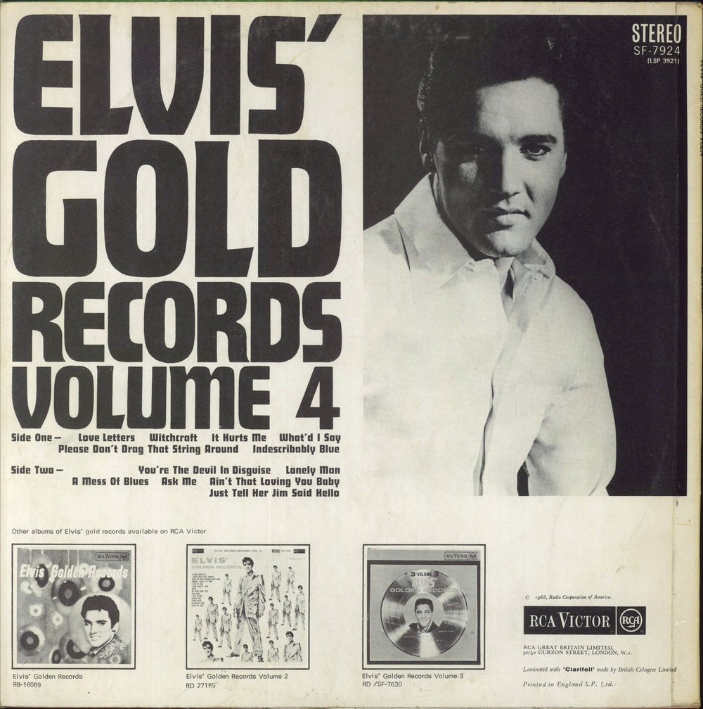 Elvis Presley Elvis' Gold Records Volume 4 - Black Label UK vinyl LP album (LP record)