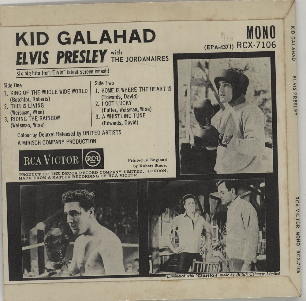 Elvis Presley Kid Galahad EP - 2nd UK 7" vinyl single (7 inch record / 45)