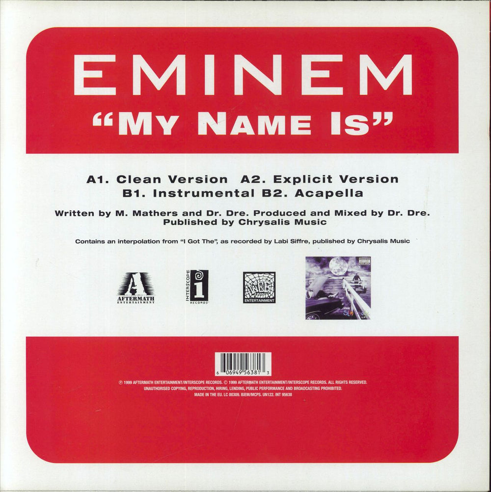 Eminem My Name Is UK 12" vinyl single (12 inch record / Maxi-single) 606949563929