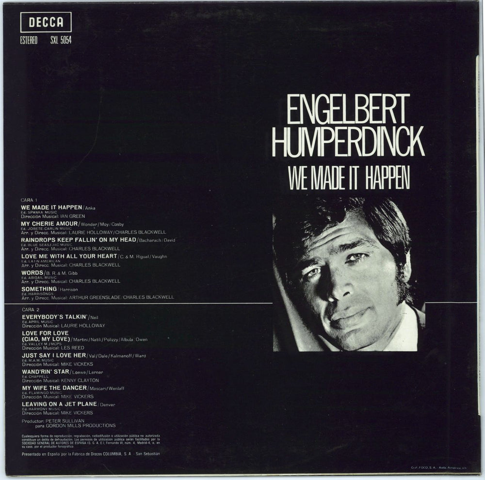 Engelbert Humperdinck (Singer) We Made It Happen Colombian vinyl LP album (LP record)