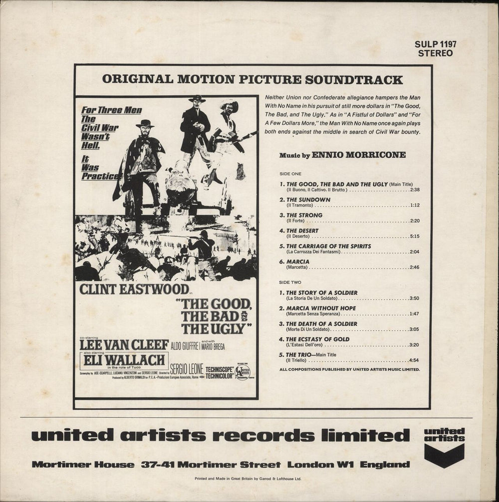 Ennio Morricone The Good The Bad & The Ugly - 2nd UK vinyl LP album (LP record)