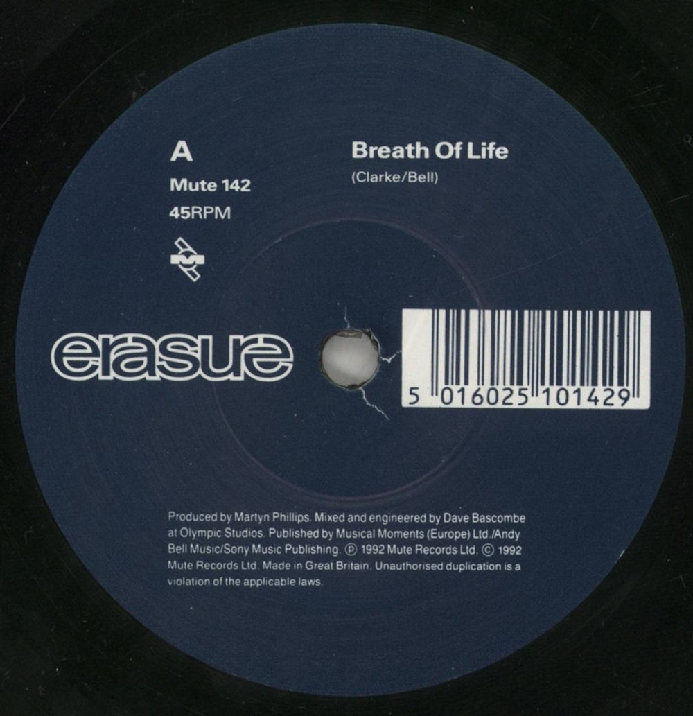 Erasure Breath Of Life UK 7" vinyl single (7 inch record / 45) ERA07BR109950