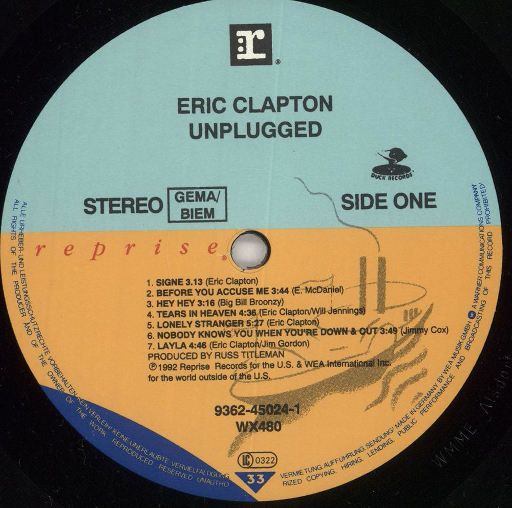 Eric Clapton Unplugged UK vinyl LP album (LP record) CLPLPUN727480