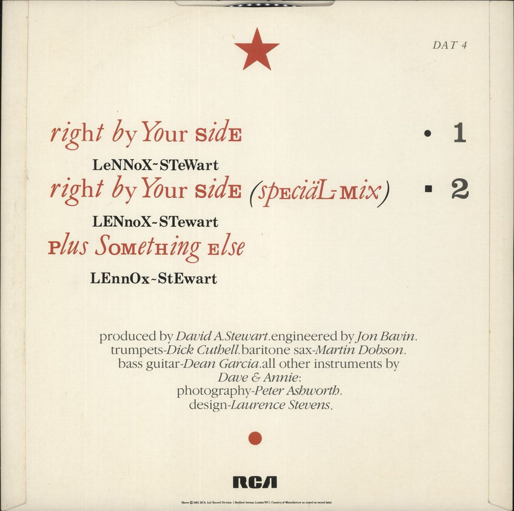 Eurythmics Right By Your Side UK 12" vinyl single (12 inch record / Maxi-single)